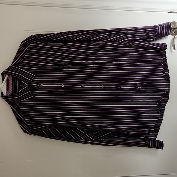 Bugatchi Uomo purple striped shirt, size medium - Picture 4 of 9